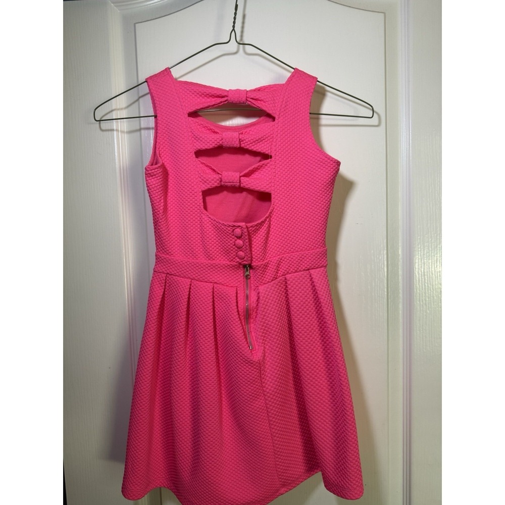 Poof! Girls Size Small Hot Pink Textured Fit & Flare Party Dress Sleeveless Fun - Picture 9 of 14